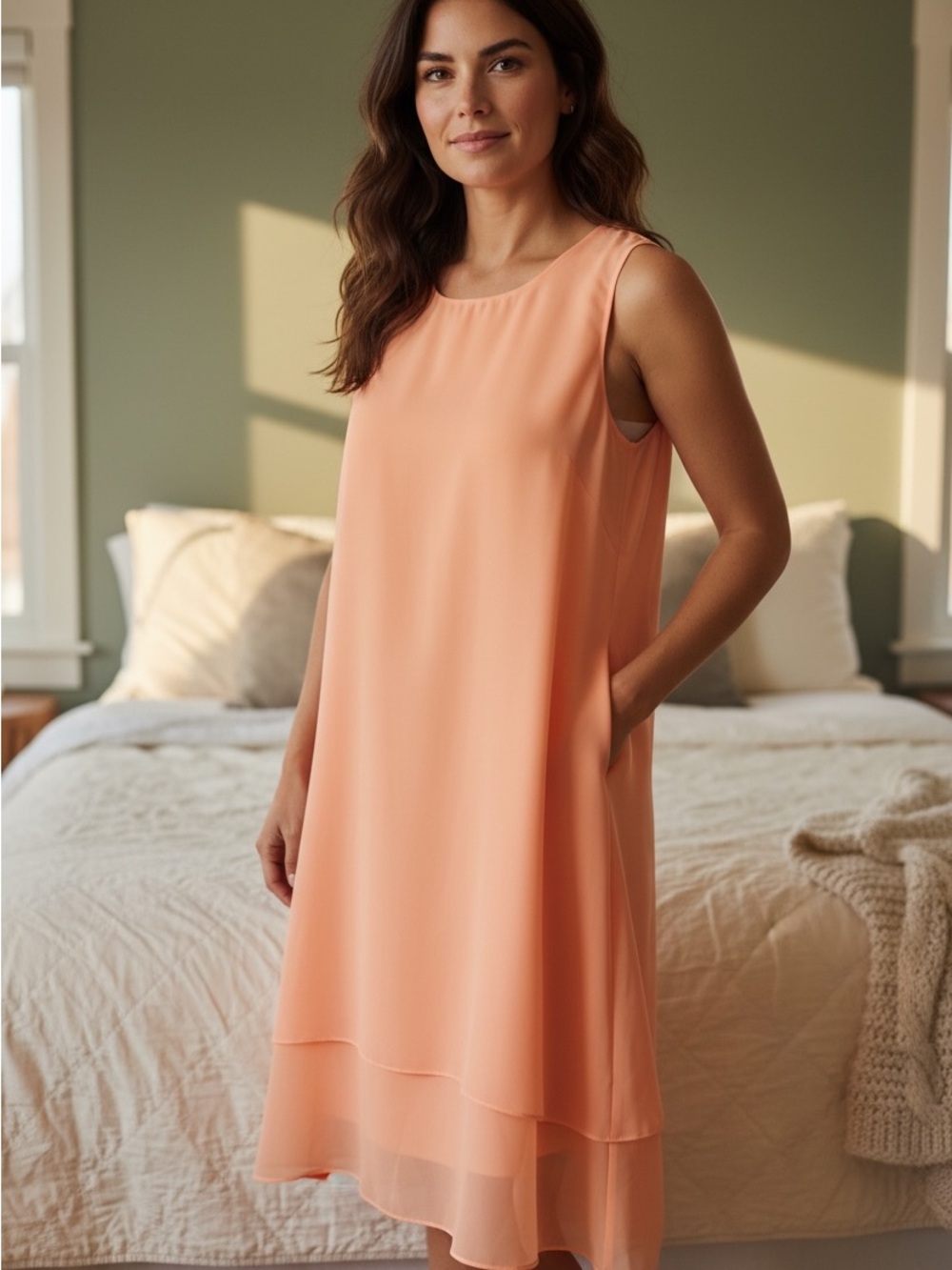 The Limited Neon Orange High-Low Sleeveless Dress